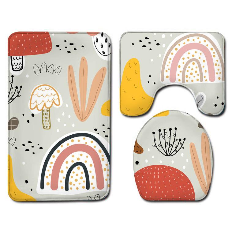 

Cute Heart Pattern PatternThree-piece Floor Mat Door Mat Bathroom Waterproof Carpets Toilet Seat Cover Floor Bathroom Decor