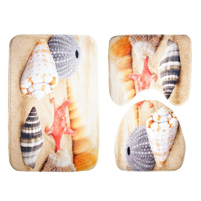 

New Bath Mats Ocean Underwater World polyester Anti Slip Bathroom Mat Set Floor Bath Mats Washable Bathroom Toilet Rugs 3 pcs, 12