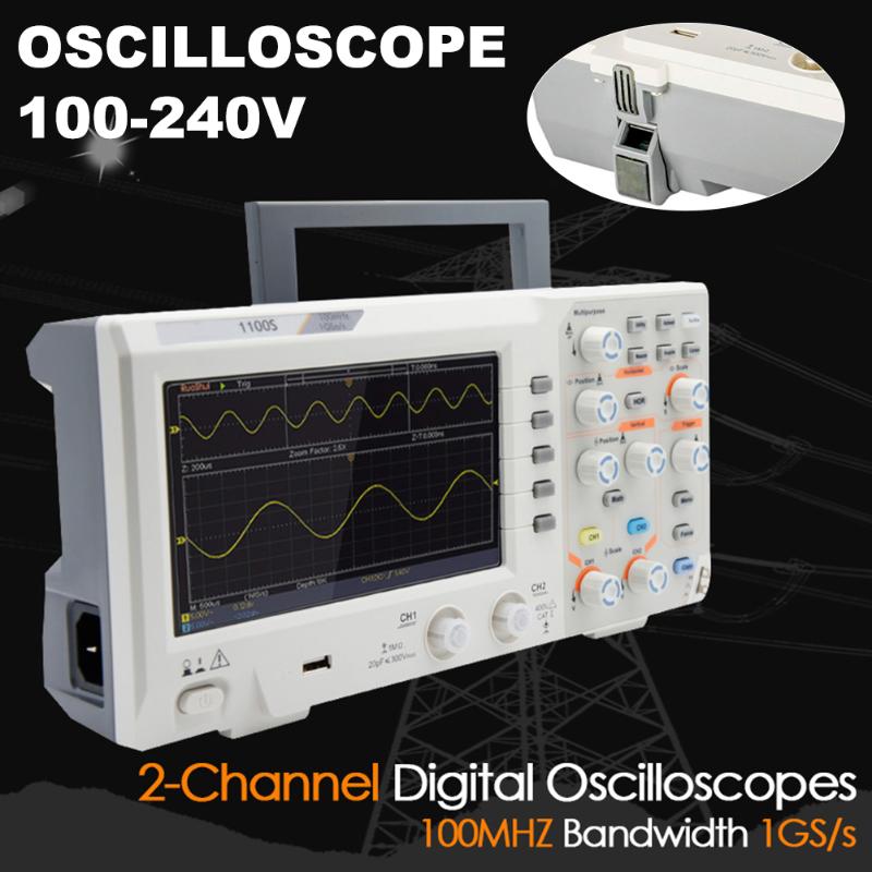

1100S Digital Storage Oscilloscope 100Mhz 2Channel 1GSa/s Portable Osciloscopio with 7 inch TFT Color Screen GK99