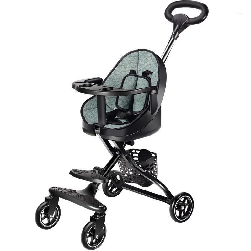 

children's trolley car baby stroller lightweight kids foldable four-wheel two-way summer red black environmental plate1