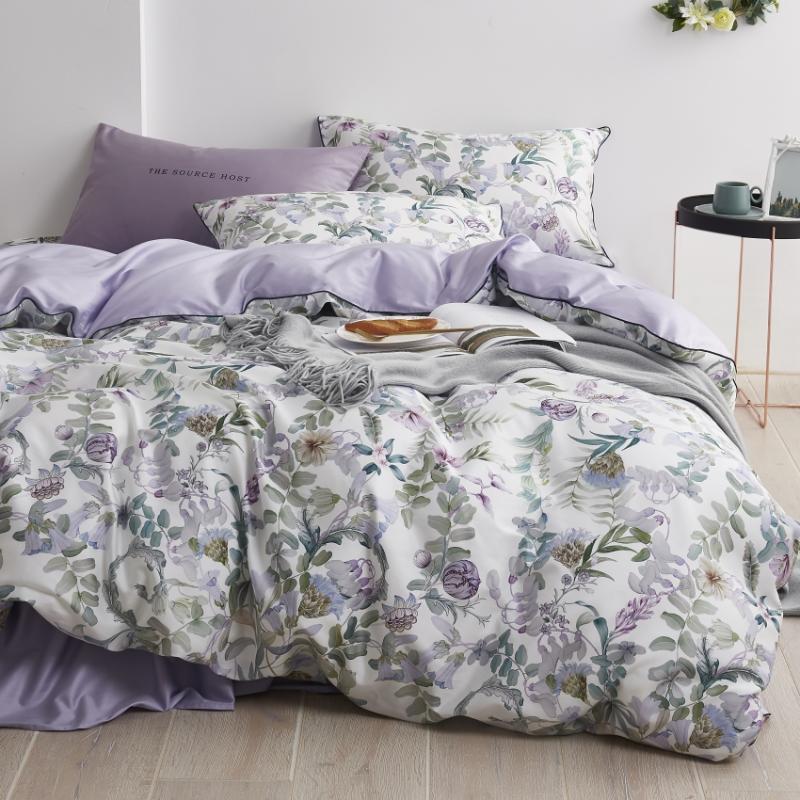 

100% Egyptian Cotton Bedding Set Satin Pastoral Princess Bedding Set Bed Linen Duvet Cover 4pcs Bed Sheet Home Textiles, Color 11