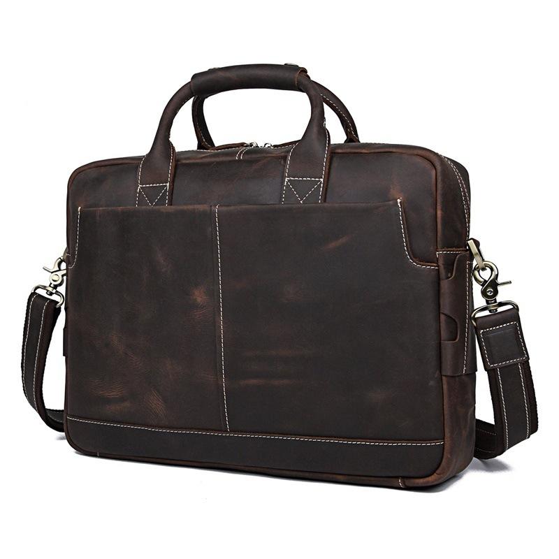 

Top Quality Men Hadbag Cowhide Leather Business Briefcase Laptop Document Case Fashion Attache Messenger Bag Tote Portfolio, Dark brown