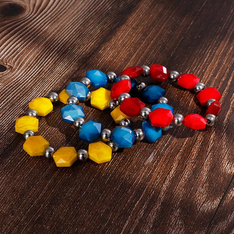 

Fashion Stainless Steel Irregular Glass Beaded Bracelets Jewelry For Women