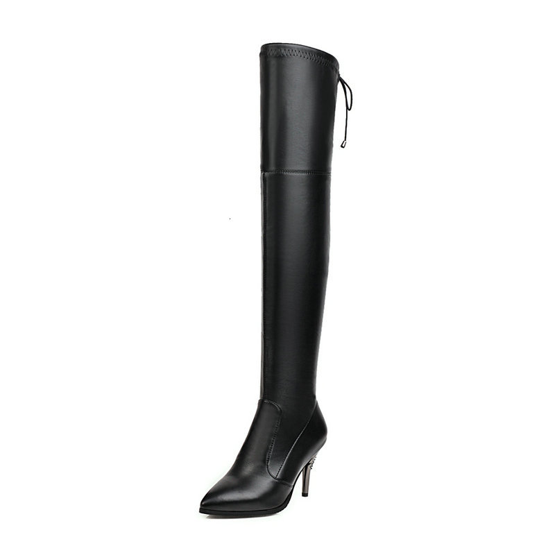 

2021 New Sexy Thigh High Stiletto Heels Womens Over the Knee Boots Pointed Toe Autumn Winter Shoes Woman Size 41 42 43 Tprq, Beige
