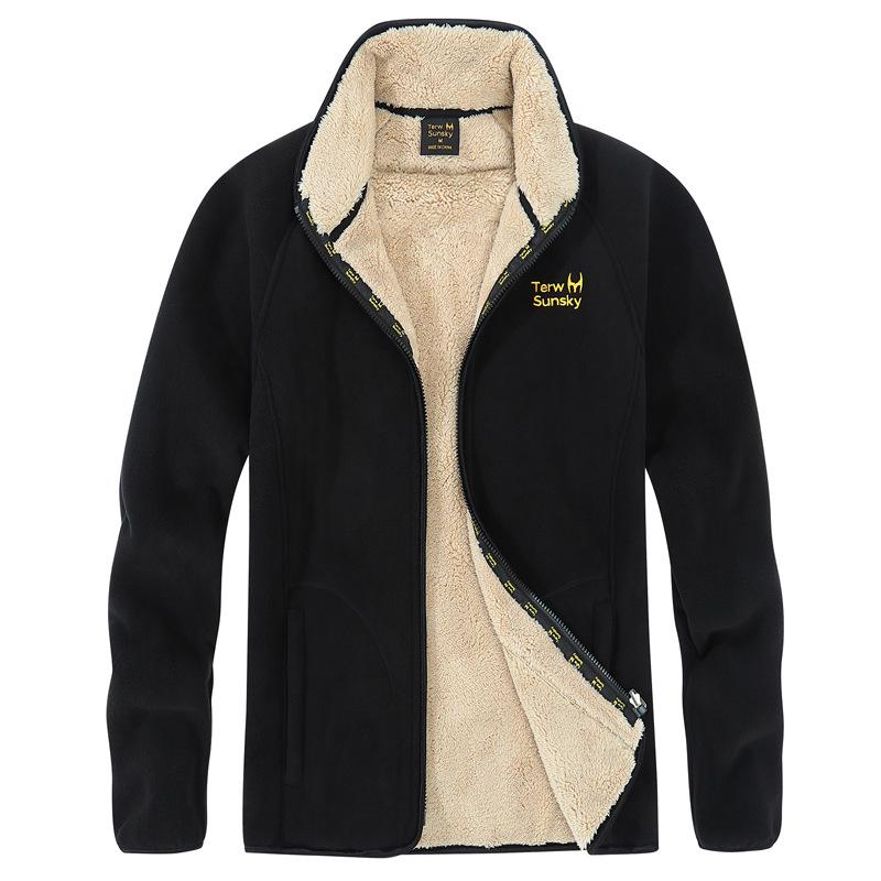 

TR006 Taier Sensky outdoor new thick and fleece fleece men, Black
