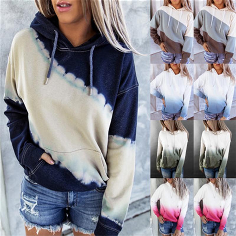 

Tie-dye Ladies Hoodies Fashion Trend Long Sleeve Drawstring Hooded Tops Designer Autumn Female New Casual Loose Pullover Hoodies