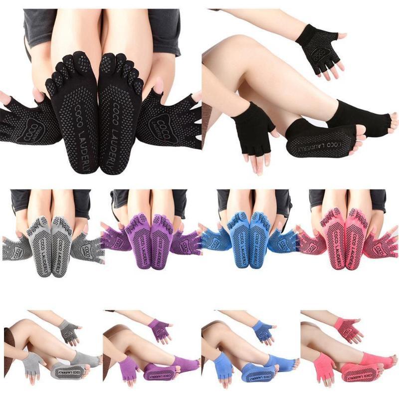 

Full Half Finger Thin Five Toe Sock Slippers Women Lady Invisibility Socks Yuga Black Five Finger Socks Sport Girl With Gloves, Normal grey