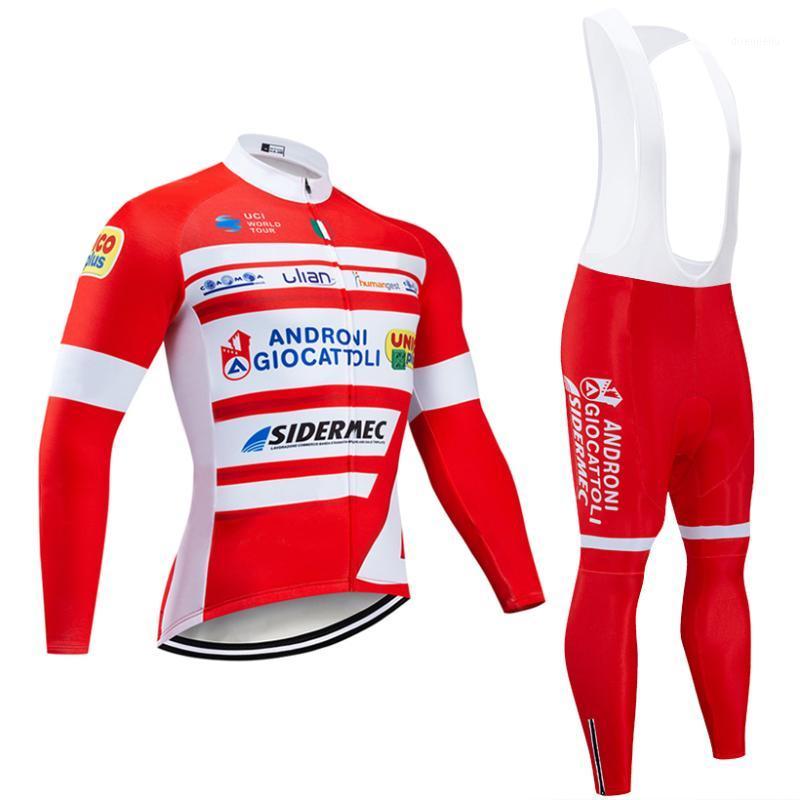 

winter 2020 TEAM ANDRONI thermal fleece Cycling JERSEY Bike Pants set mens Ropa Ciclismo 20D bicycling Maillot Culotte wear1, Red