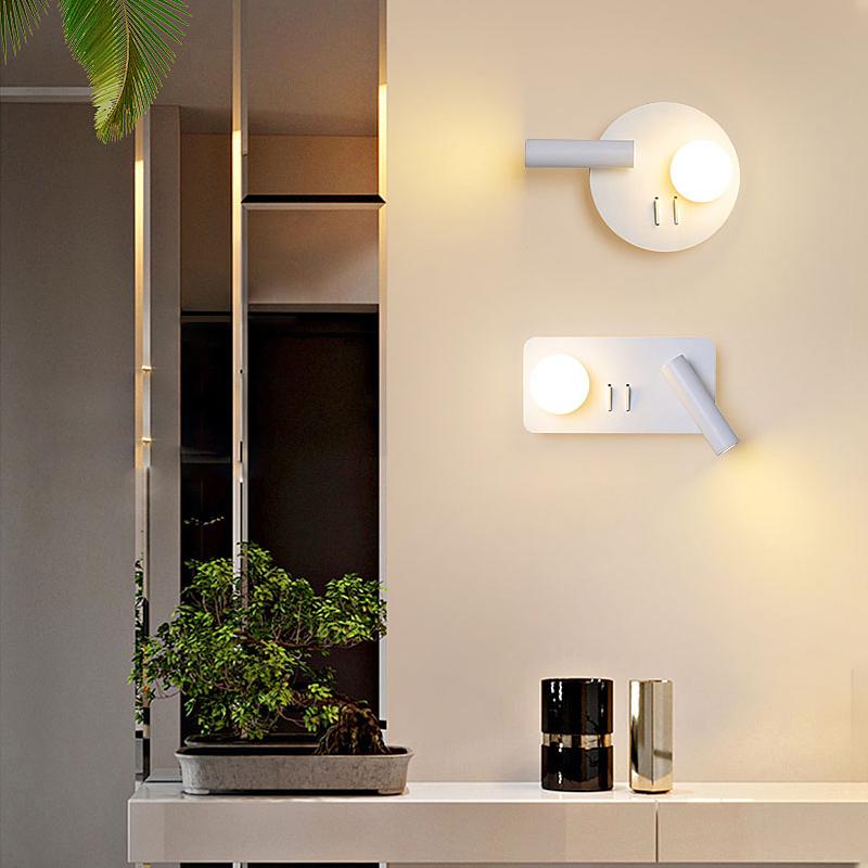 

Nordic modern minimalist bedroom bedside lamp can be rotated with switch personality aisle wall lamp reading wall LB71618