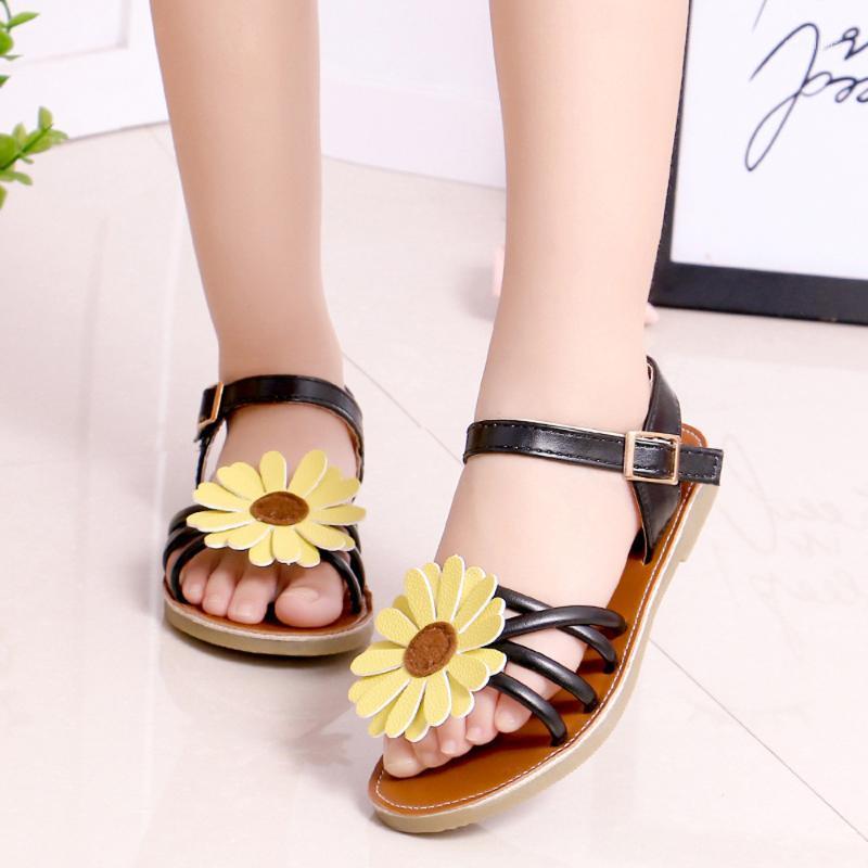 

TELOTUNY sandals Toddler Kids Baby Girls Flower Roman Beach Sandals Flat Buckle Summer Princess Shoes children girls Jun1, Black