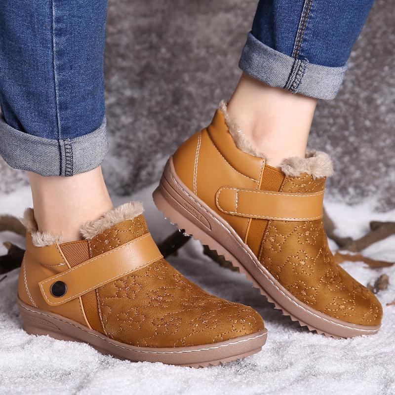 

2020 New Winter Short Warm Snow Boots Women Warm Fur Lining Waterproof PU Leather Casual Women Ankle Boots Size 35~43, Green
