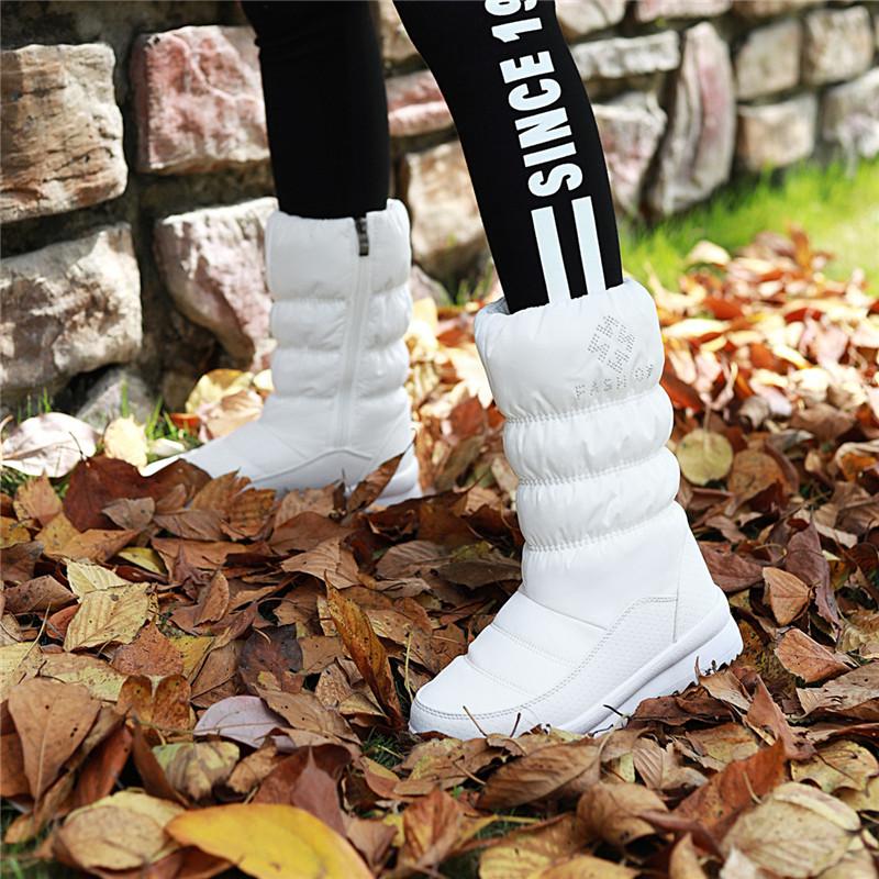 

YMECHIC 2020 Classic Women Winter Boots Mid-Calf Snow Boots Lady Warm Fur Plush Insole High Quality Black Botas Mujer Size 36-41