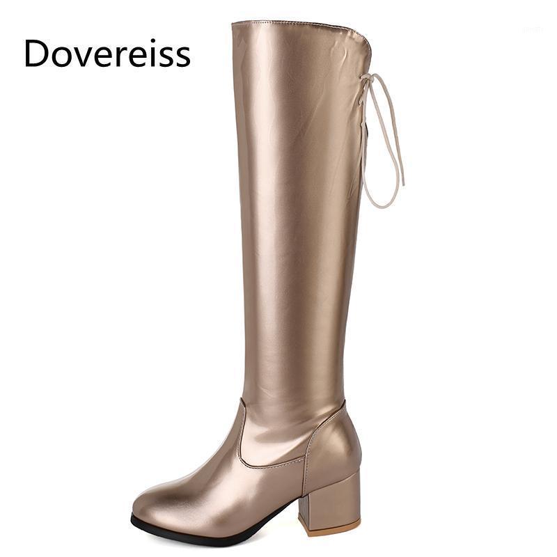 

Winter For Woman New Fashion Sexy Consice gold Silver New Round toe Boots Block heels Chunky Heels Knee high boots 34-451
