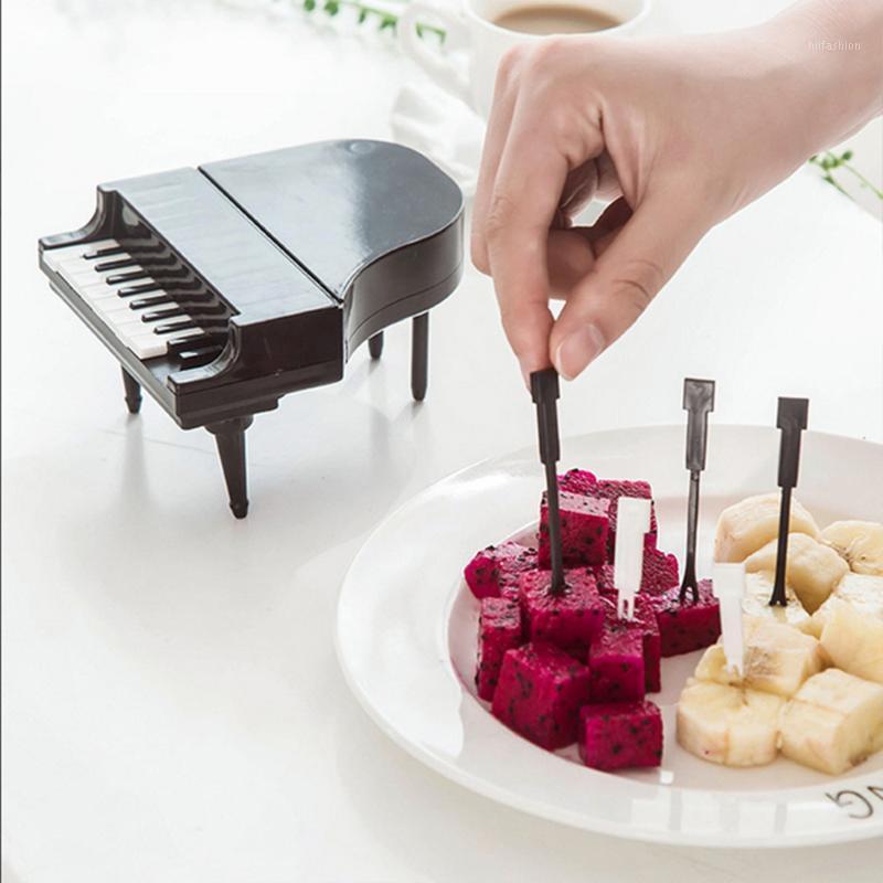 

10Pcs/lot Creative Piano Fruit Forks Set Sticks For Dessert Fruit Snack Picking Kitchen Dining Tools Tableware Accessories1