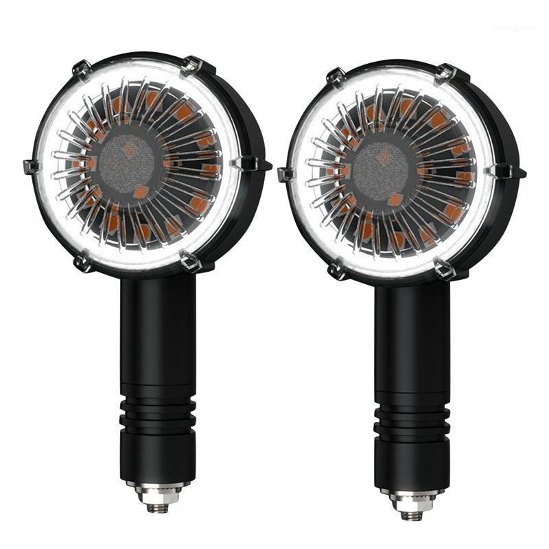 

Emergency Lights 2Pcs Motorcycle Modified LED Circular Flow Two-Color Indicator