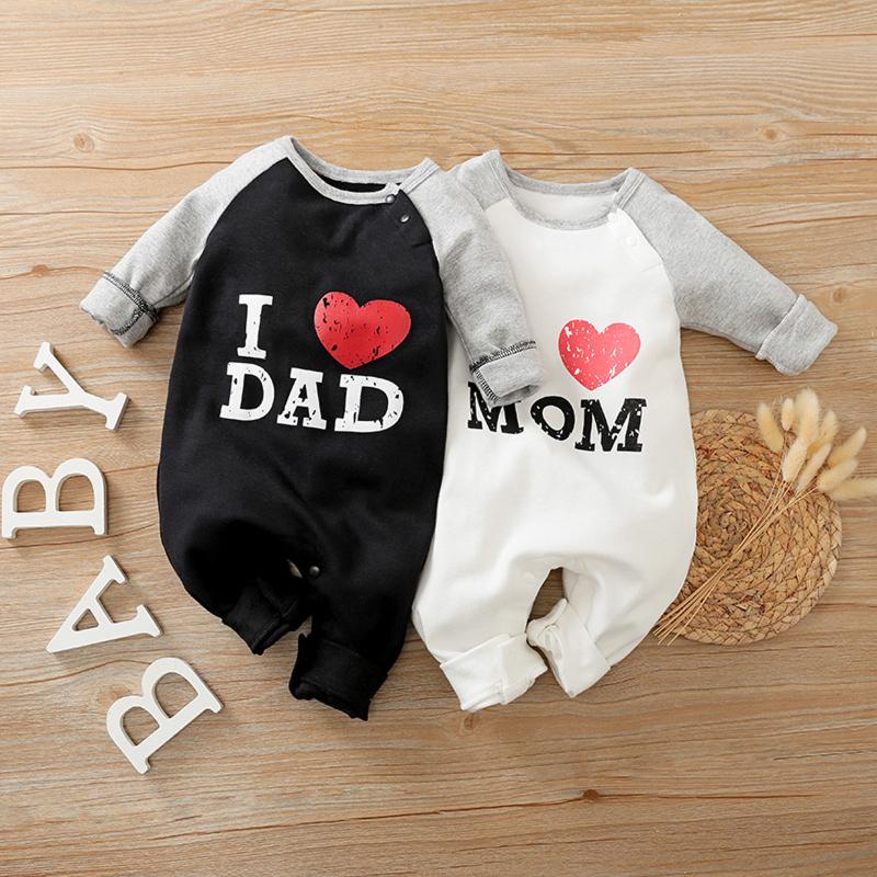 

25# Baby Clothes Girl Newborn Infant Baby Boys Girls Valentines Heart Letter Printing Romper Clothes Boy Ropa Niña, Black