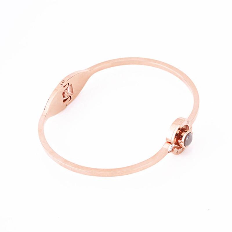 

Charming Women 100 Languages I Love You Memory Bracelet Alloy Rose Gold Roman Numerals Wedding Party Jewelry for Dropshipping