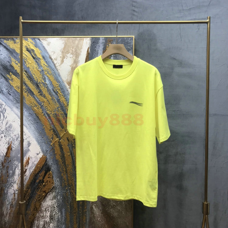 

2020 new designers t shirts Solid Color Wave print T shirt Fashion mens t shirts Women top quality short sleeve tshirt Leisure Tops tee, Yellow