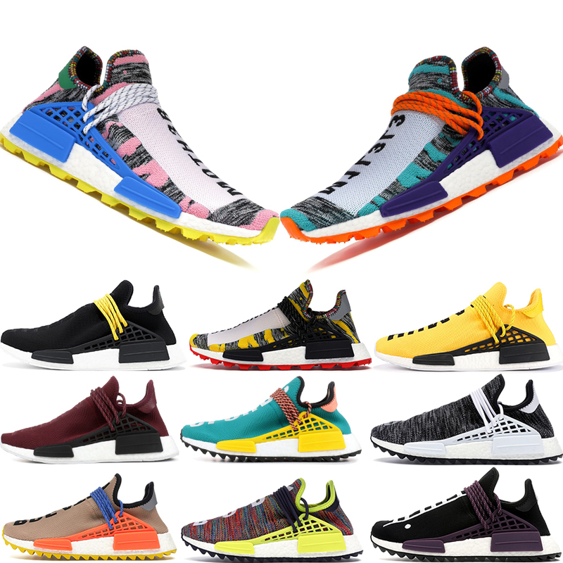 

With Box Best Selling Human Race NOBLE CRIMSON Running Men Women HU Yellow Species Black Pharrell Oreo Designer Shoes, 14