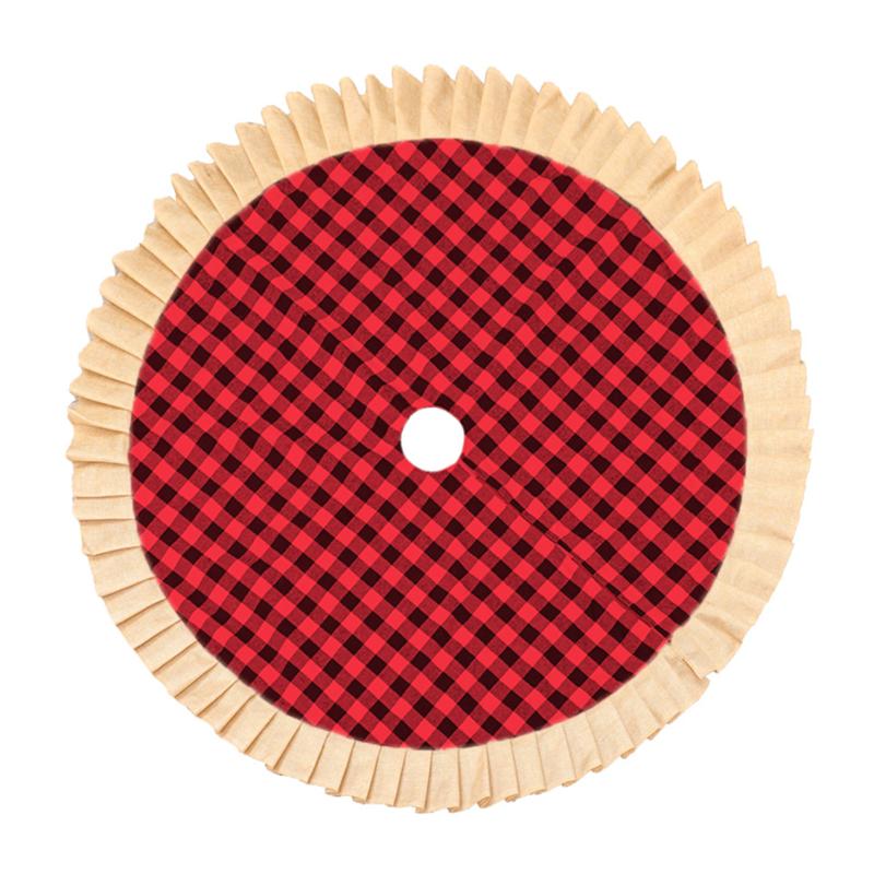 

Christmas Tree Skirt Red Black Plaid Pleated Trim Tree Skirt Xmas Decor for Indoor Outdoor Decoration