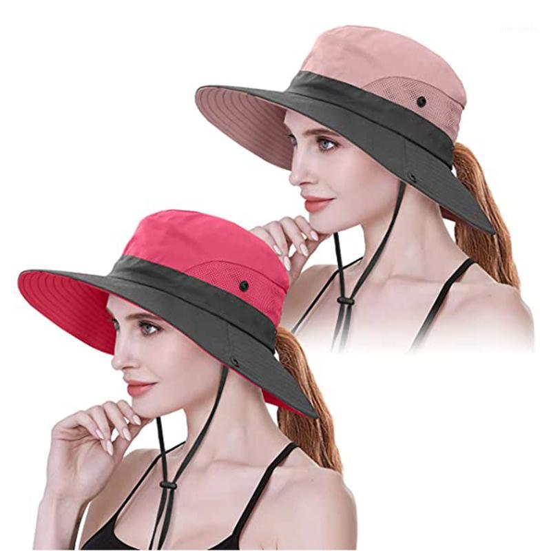 

Womens UV Protection Sun Hat Wide Brim Boonie Cap for Fishing Hiking BMF881, Black