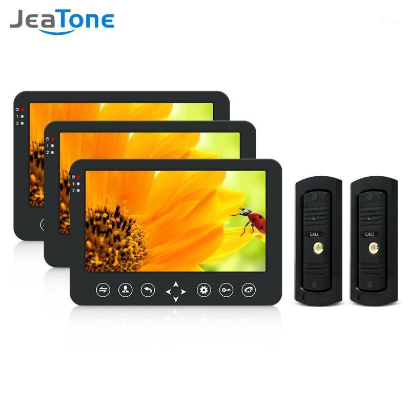 

Jeatone 10 Inch Smart Video Door Phone Intercom System with 3 Night Vision Monitor + 2x960P Rainproof Doorbell Camera for Home1