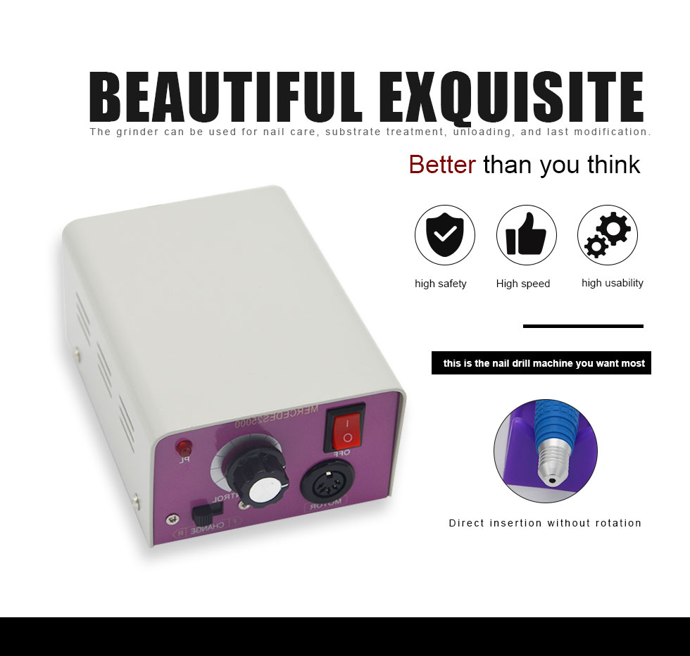 

Professional Electric Nail Drill Machine Polishing Manicure Machine With 6 Nail Drill Bits Purple Art Tool Equipment