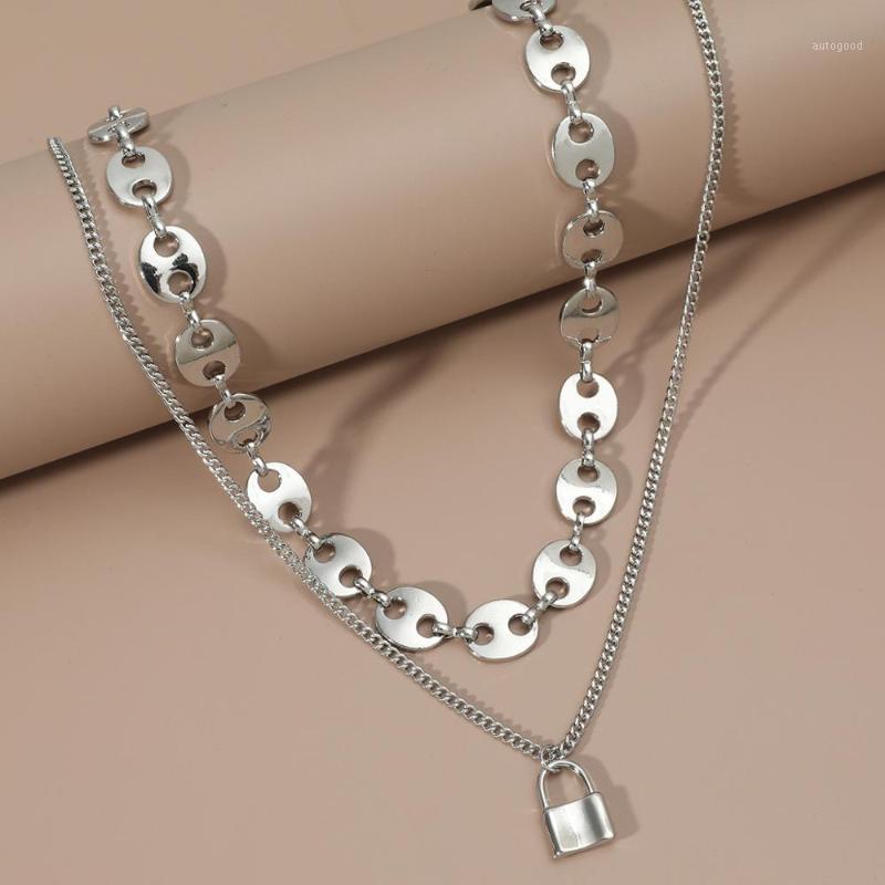 

Chains Punk Hip Hop Curb Cuban Lock Pendant Choker Necklaces Statement Pig Nose Collar Necklace Women Men Jewelry1