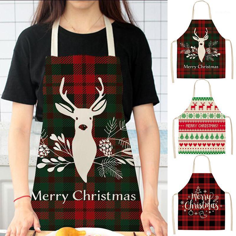 

Nordic Style Christmas Kitchen Apron Xmas Tree Deer Printing Brief Adult Apron Kitchen Baking Cooking Accessories Bib Aprons1