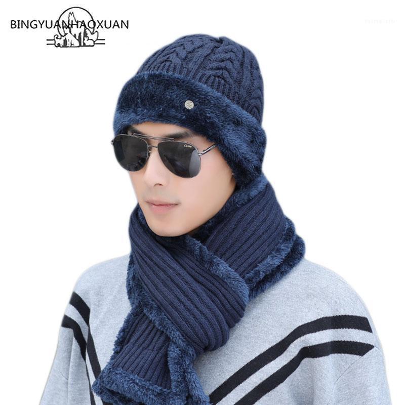 

New Knitting wool thickening Men Women Winter Scarf Hat Set Two Pieces Set Female Hats Scarves Winter Warm Mens Unisex1