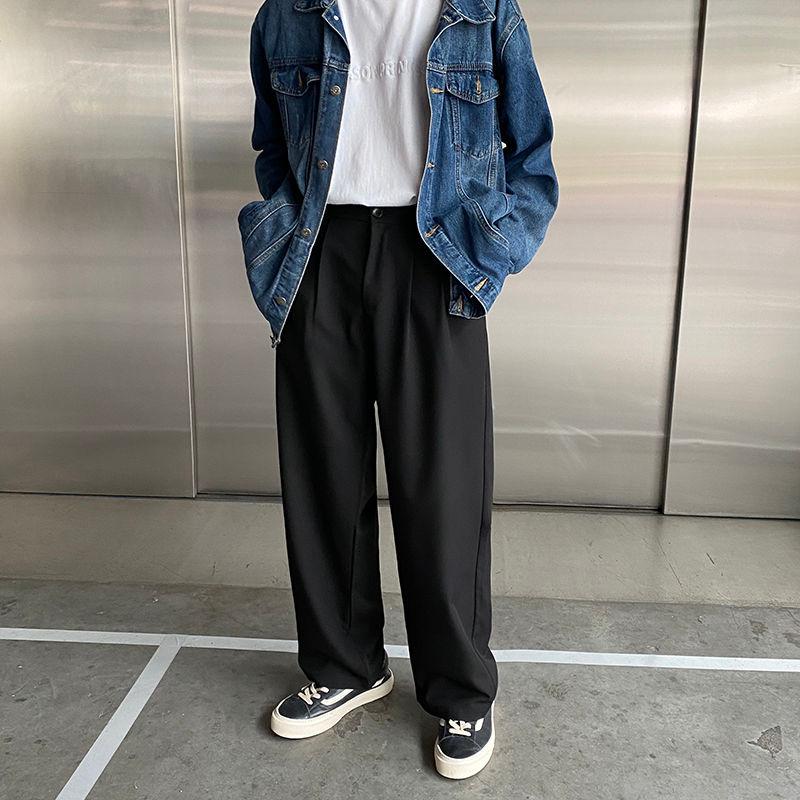 

2021 Spring And Autumn New Youth Popular Loose Large Size Solid Color Trousers Fashion Casual All-match Mopping Pants, Black
