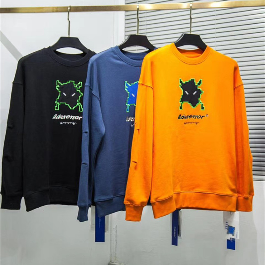 

2021 New Embroidery Adererror Sweatshirts Crewneck Men Women Patchwork Monster Ader Error Pullover Loose Orange Hoodie 9swn