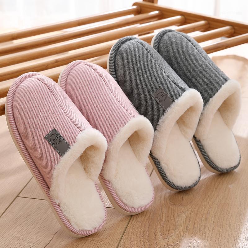 

Women's Slippers Winter Warm Home Shoes Fur Slides Men Indoor Slippers Cotton Comfortable Bedroom Shoes For Couple Size 38-471, Brown