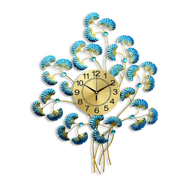 

New Chinese style simple home wall clock creative personality ginkgo leaf hanging watch fashion metal living room decoration