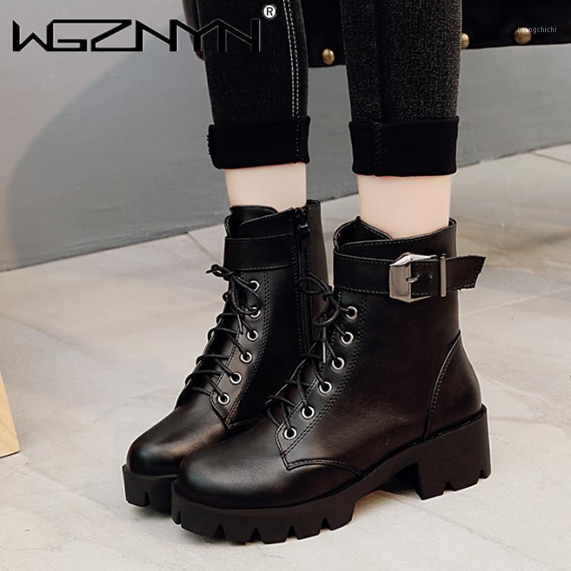 

NEW Fashion Leather Boots Woman Shoes Autumn Winter Warm Lace-up Ankle Boots for Woman Quality Waterproof Platform1