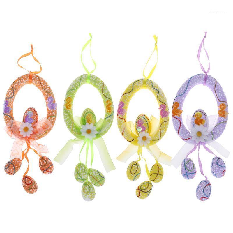 

Happy Easter Spring Egg Wreath Flower Foam DIY Hanging Ornament Wedding Birthday Home Decorations1, Purple