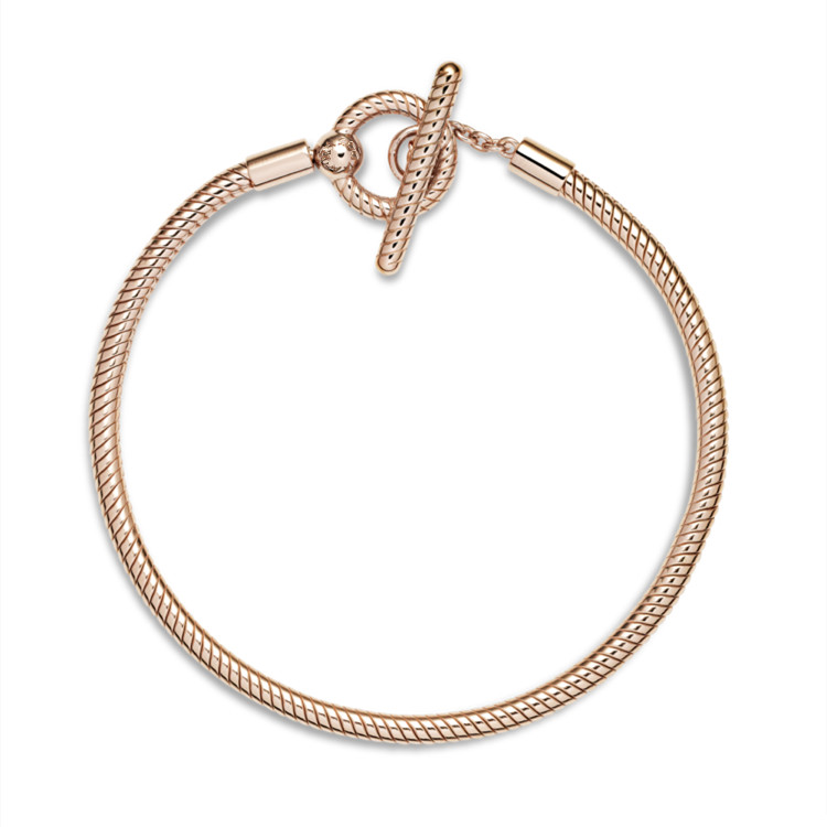 

Pando High Quality Authentic Silver Color Snake Chain Fine Bracelet Fit European Charm Bracelet for Women DIY Jewelry Making