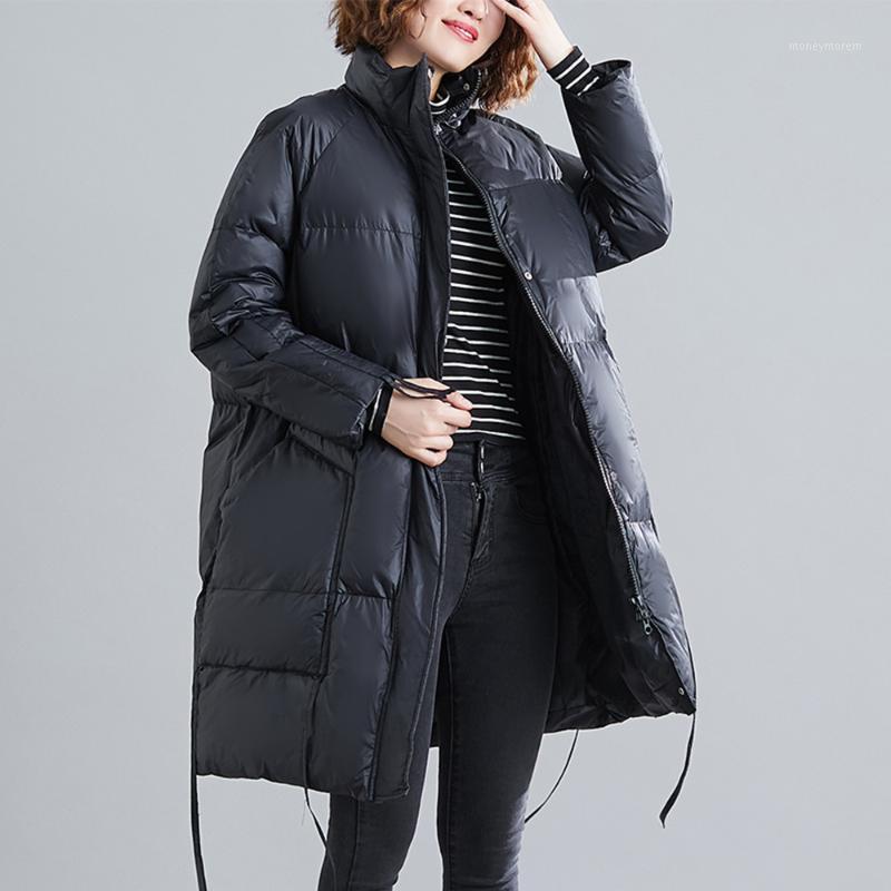 

New Plus Size 210 Catties Wear Cotton Padded Coat Autumn Winter Solid Loose Stand Collar Thick Zipper For Females Warm Overcoat1, Black
