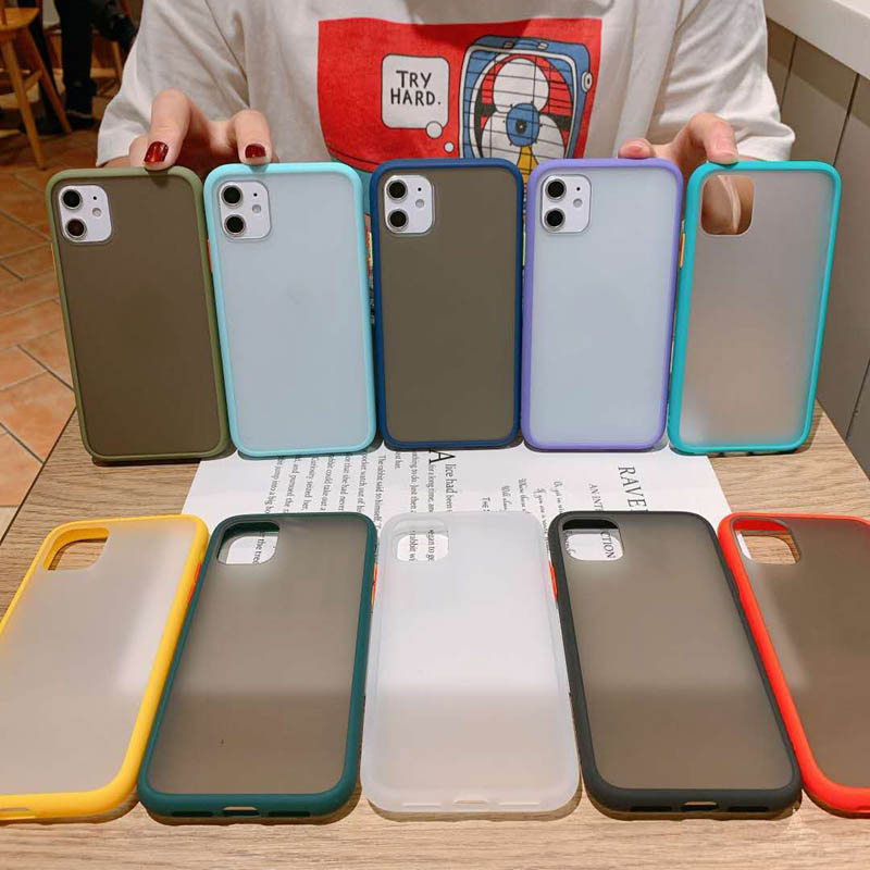 

Shockproof Frosted Contrast color Hybrid TPU PC Phone Case For iPhone 12 Mini 12 Pro Max 11 Pro XR XS MAX 8 7 6 Matte Transparent Back Cover