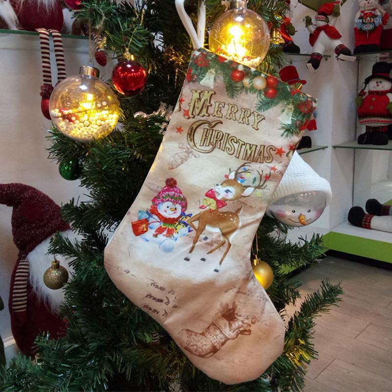 

New Year 2020 Christmas Stocking Candy Dragee Small Boots Pendant Cloth Bags Christmas Decorations for Home Santa Sacks Presents1