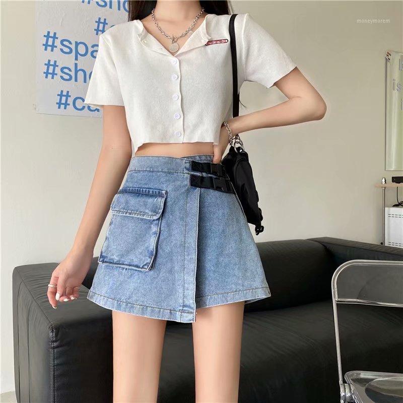 

New hot-selling hakama Denim Shorts Women' Shorts Wide Leg Elastic Waist Vintage High Waist Women Summer1, Black