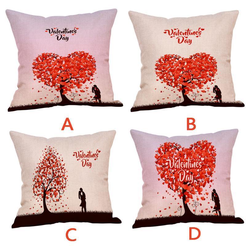 

Happy Valentine's Day Cotton Throw Pillow Case Square Sofa Waist Cushion Cover home decor cushion cover pillow funda cojin1