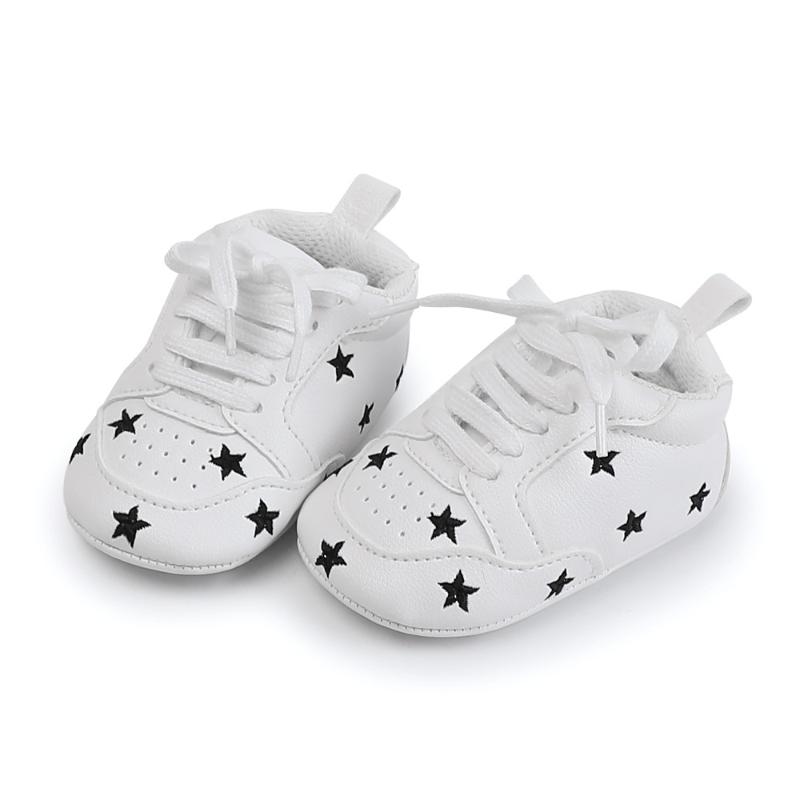 

Newborn Baby Shoes Unisex Star and Heart Embroidered Lace-up Baby Boy Girl Moccasins First Walkers Non-slip Crib Sneakers, Pink heart
