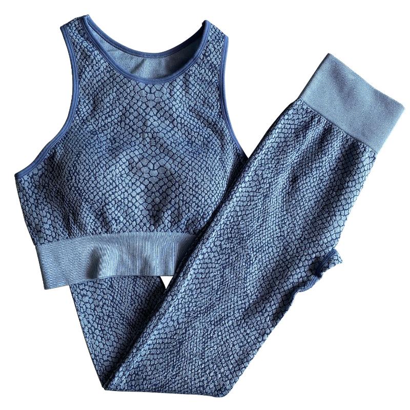 

Women' 2 Piece set Tracksuit Workout Outfits Seamless High Waist Leggings and Sports Bra Snake Print Yoga Activewear Set, Black