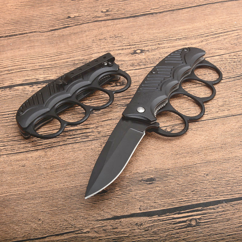 

Top quality Knuckle Survival folding blade knife 440C Black Drop Point Blades Aluminum handle Tactical knives With Retail Box