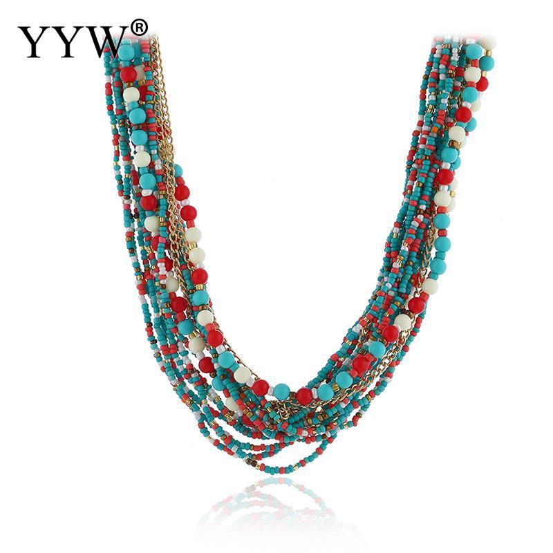 

Ethnic Multicolor Seedbead Necklace Women Multiple Layers Chain Ornaments Collarbone Clavicle Gargantilha Crafts Mujer Jewelry