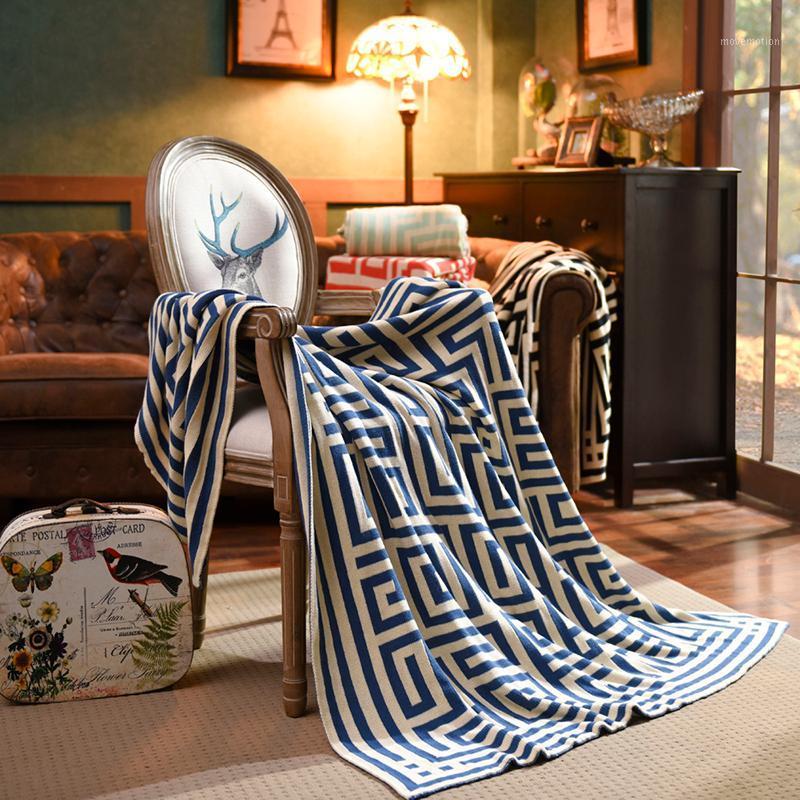 

Cotton Geometric Pattern knitted blanket Jacquard thread blanket lunch break lazy double-sided Air Conditioning1