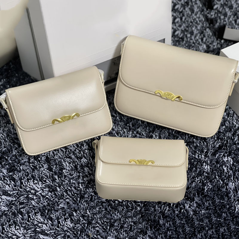 

Designer Teen Cuir Triomphe Bags women Handbags Black White Shiny Cowhide Shoulder bag Luxury Crossbody 18cm, Color 1