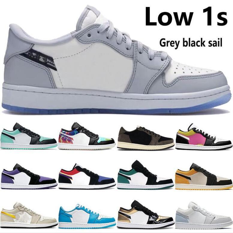 

Top 1 Low 1s Jumpman basketball shoes grey black sail OG SP N7 black toe UNC triple black mens snekaers women trainers, Obsidian unc