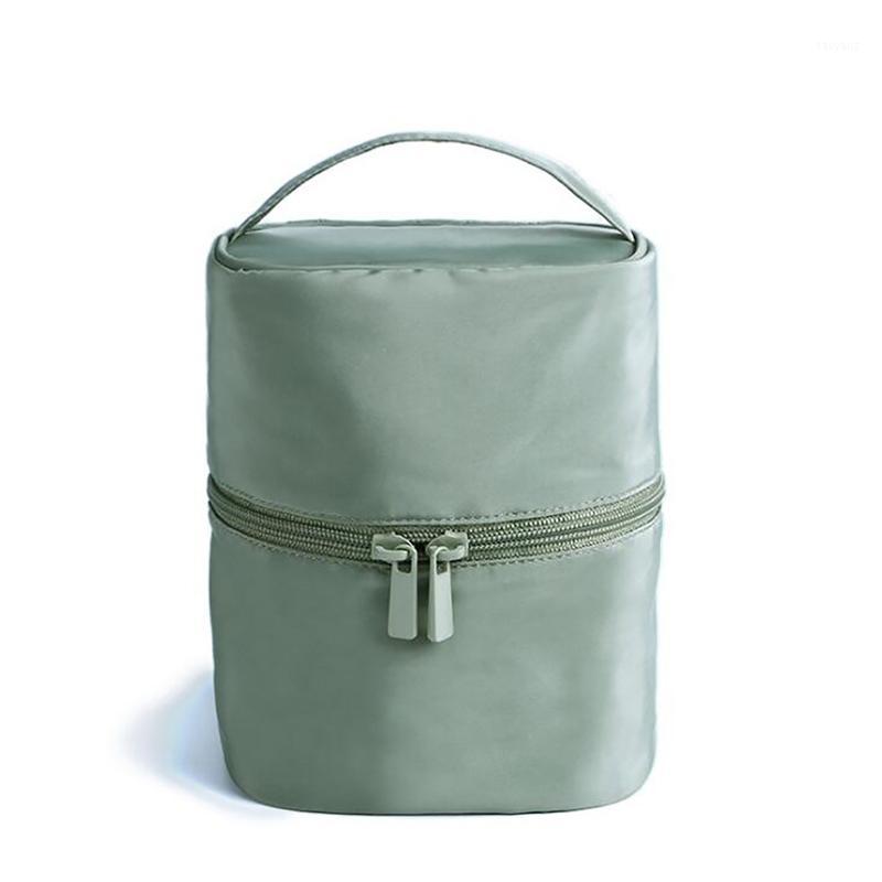 

Round Makeup Bag Travel Cosmetic Bag Organizer Toiletry Makeup Bags Large Capacity Non-woven Fabric Portable Cases1, Green
